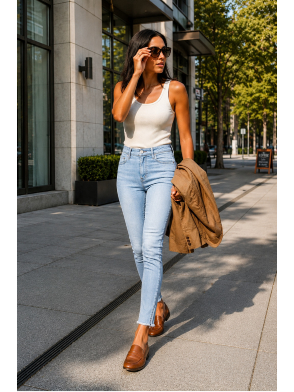 Frame Le High Skinny 27 Sand Light Wash Raw Hem Ankle Jean Quiet Luxury Minimal